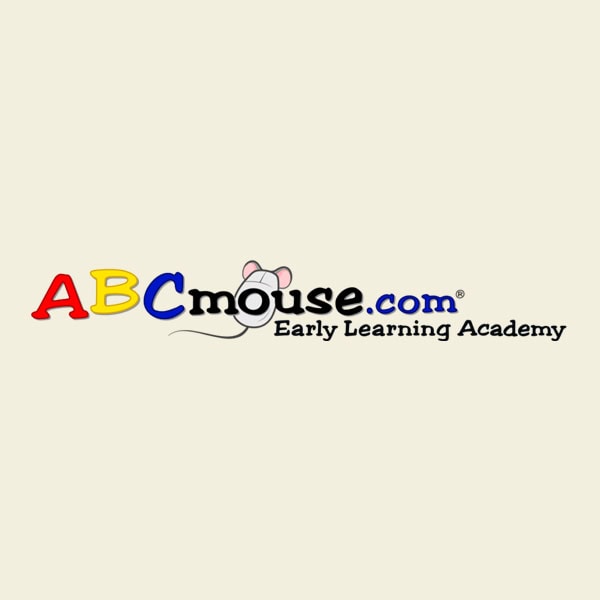 ABCmouse.com Early Learning Academy logo with colorful "ABC" letters, a cartoon mouse ear and tail on "mouse", and plain text on a light background.