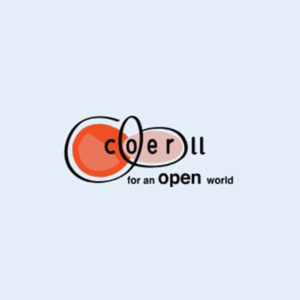 COERLL logo with overlapping red ovals and the text "coerll for an open world"; "open" is bolded.