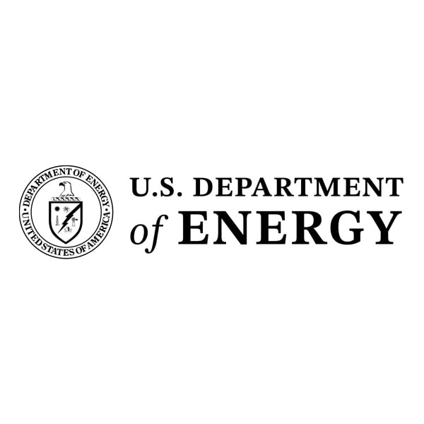 The U.S. Department of Energy logo features the official seal and the text "U.S. Department of Energy" in black on a white background.