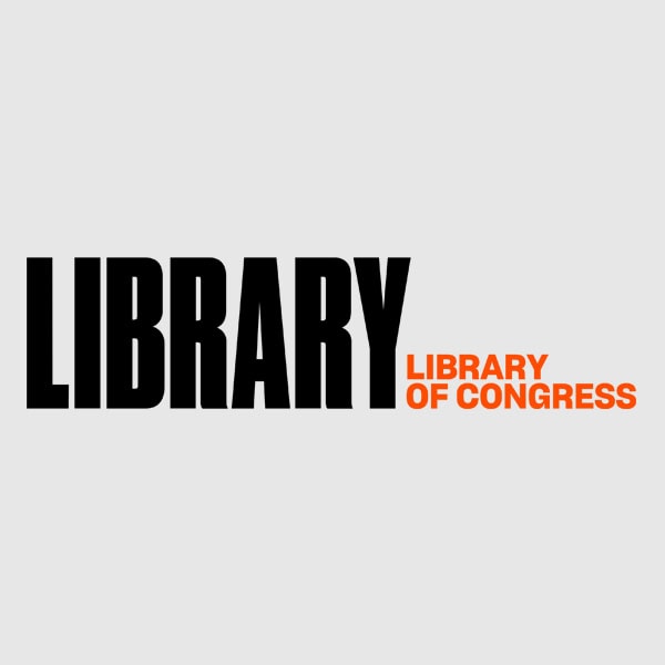 Library of Congress logo with the word "LIBRARY" in large black letters and "LIBRARY OF CONGRESS" in smaller orange letters, all on a light gray background.
