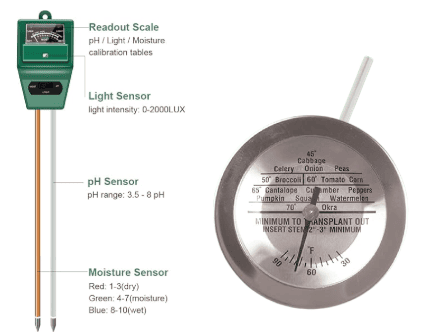 soil test kit with light and water monitors
