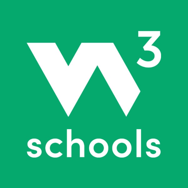 W3Schools logo featuring a white "W" with a superscript "3" above it, and the word "schools" below on a green background.
